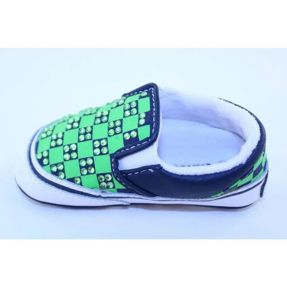 Vans Navy Green Crystal Rhinestone Sneakers Crib 4